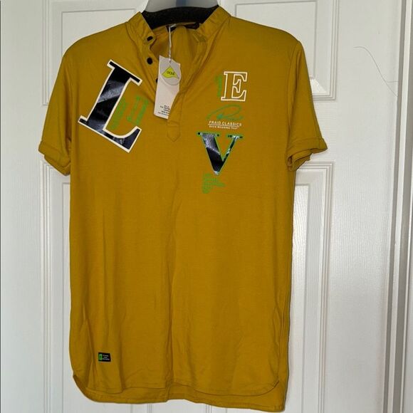 Boys Yellow Polo style Shirt with graphics - Picture 1 of 9